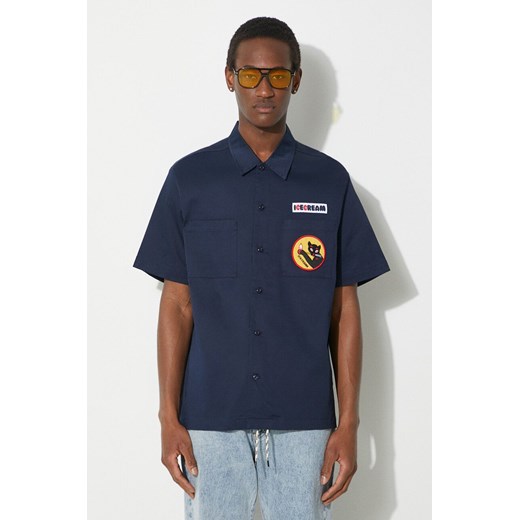 ICECREAM koszula Waitress Camp Collar Shirt męska kolor granatowy regular z kołnierzykiem klasycznym IC24117 ze sklepu ANSWEAR.com w kategorii Koszule męskie - zdjęcie 177749648