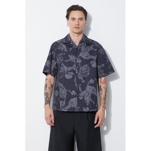 Neil Barrett koszula bawełniana Boxy Bold Flowers Print Short Sleeve Shirt męska kolor szary regular MY60214A-Y059-763N ze sklepu ANSWEAR.com w kategorii Koszule męskie - zdjęcie 177749656