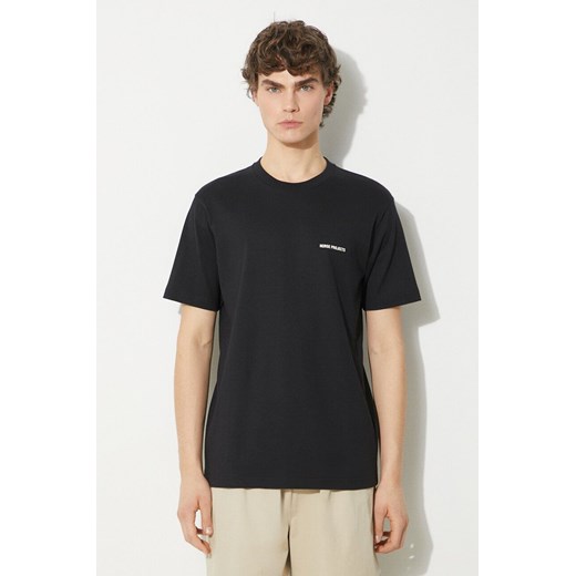 Norse Projects t-shirt bawełniany Johannes Organic Logo męski kolor czarny gładki N01.0606.9999 ze sklepu ANSWEAR.com w kategorii T-shirty męskie - zdjęcie 177750997