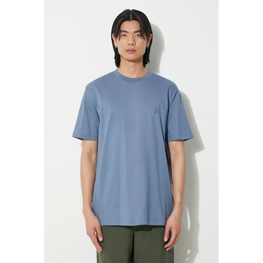 Norse Projects t-shirt bawełniany Johannes męski kolor niebieski z aplikacją N01.0643.7121 ze sklepu ANSWEAR.com w kategorii T-shirty męskie - zdjęcie 177751007