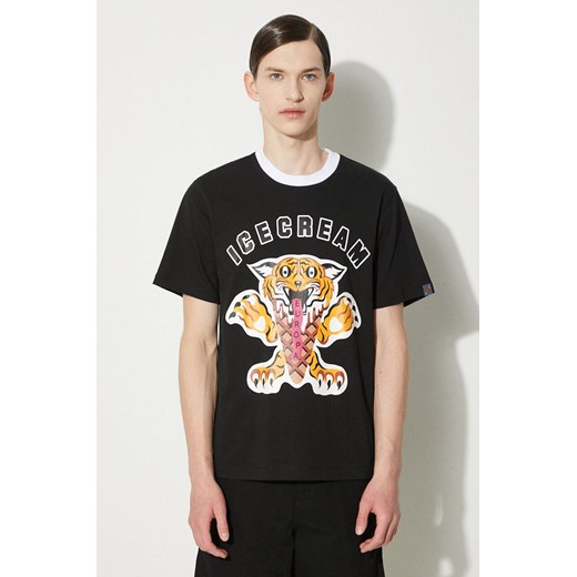 ICECREAM t-shirt bawełniany Tiger męski kolor czarny z nadrukiem IC24237 ze sklepu ANSWEAR.com w kategorii T-shirty męskie - zdjęcie 177751109