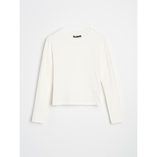 Sinsay - Koszulka z długimi rękawami w stylu basic - kremowy Sinsay XS Sinsay