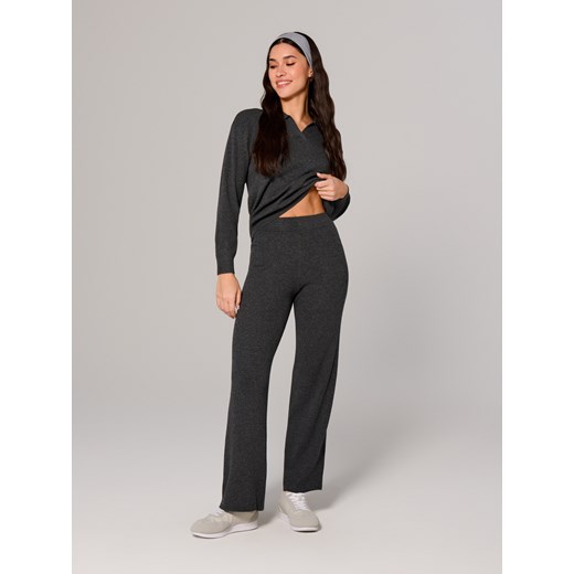 Sinsay - Spodnie z prążkowanej dzianiny - szary Sinsay L Sinsay