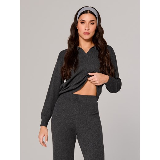 Sinsay - Spodnie z prążkowanej dzianiny - szary Sinsay L Sinsay