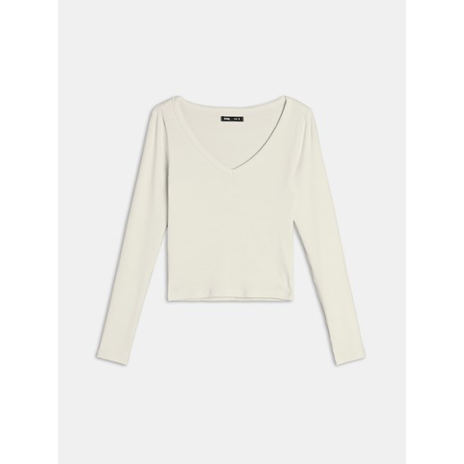 Sinsay - Koszulka z długimi rękawami - kremowy Sinsay M Sinsay