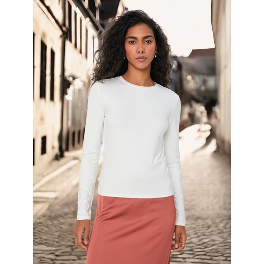 Sinsay - Koszulka z długimi rękawami - kremowy Sinsay L Sinsay