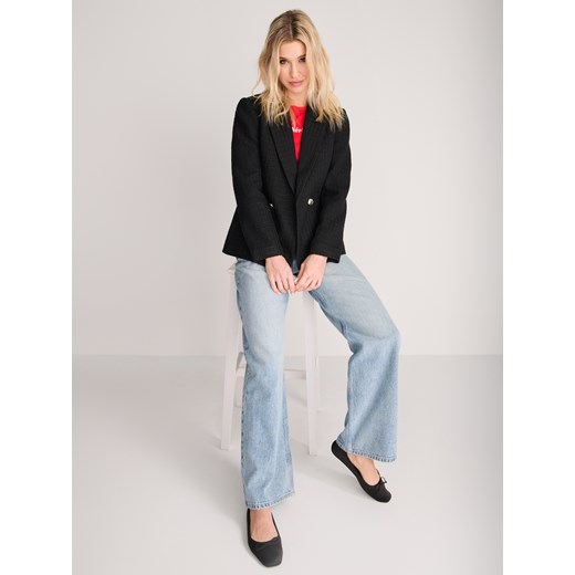 Sinsay - Jeansy high waist - turkusowy Sinsay 40 Sinsay