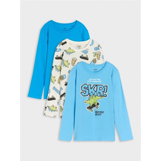 Sinsay - Koszulka z długimi rękawami 3 pack - błękitny ze sklepu Sinsay w kategorii T-shirty chłopięce - zdjęcie 177786259