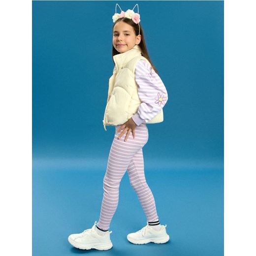 Sinsay - Legginsy z prażkowanej dzianiny - fioletowy ze sklepu Sinsay w kategorii Spodnie dziewczęce - zdjęcie 177786436