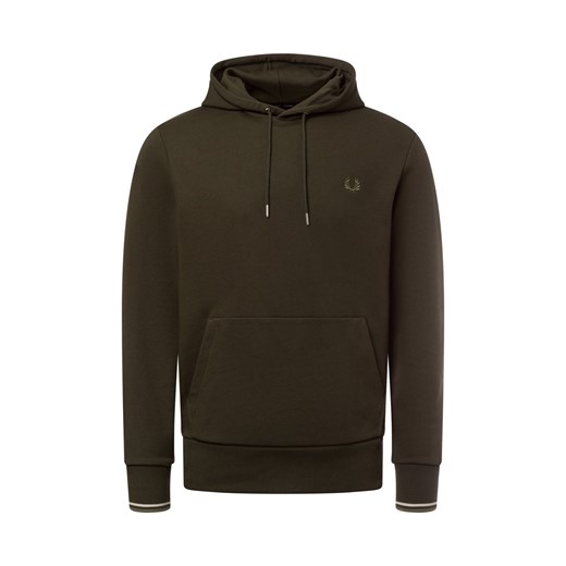 Fred Perry Męska bluza z kapturem Mężczyźni oliwkowy jednolity ze sklepu vangraaf w kategorii Bluzy męskie - zdjęcie 177787837