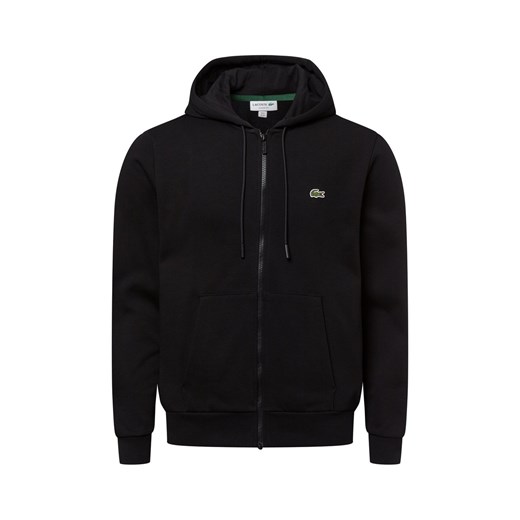Lacoste Męska kurtka z kapturem Mężczyźni Bawełna czarny jednolity ze sklepu vangraaf w kategorii Bluzy męskie - zdjęcie 177787866