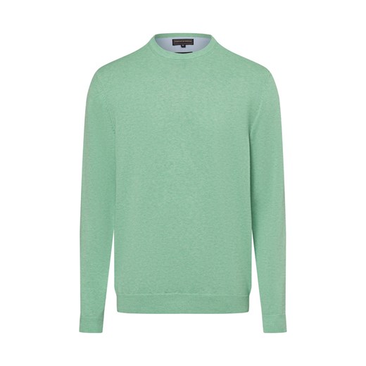 Finshley & Harding Sweter z dodatkiem kaszmiru Mężczyźni drobna dzianina trawiasty jednolity ze sklepu vangraaf w kategorii Swetry męskie - zdjęcie 177787879