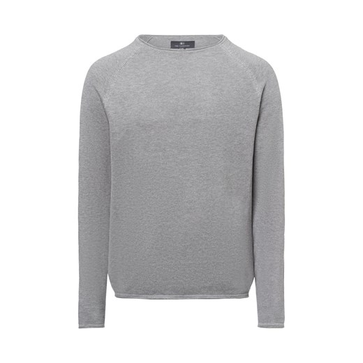 Nils Sundström Sweter męski Mężczyźni Bawełna szary jednolity ze sklepu vangraaf w kategorii Swetry męskie - zdjęcie 177787958