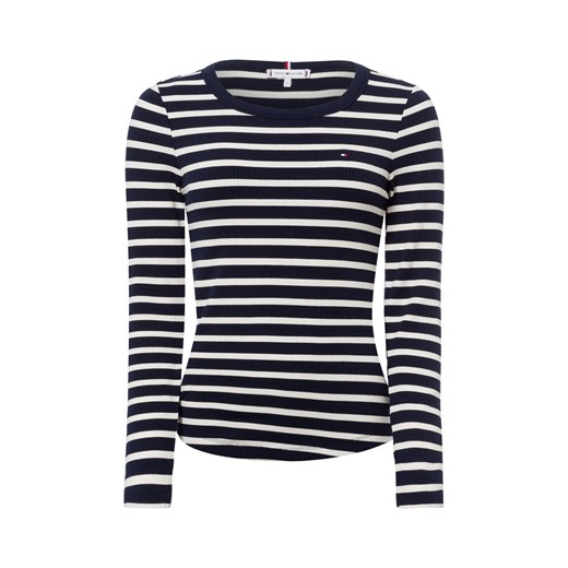 Tommy Hilfiger Damska koszulka z długim rękawem Kobiety wiskoza granatowy jednolity ze sklepu vangraaf w kategorii Bluzki damskie - zdjęcie 177787975