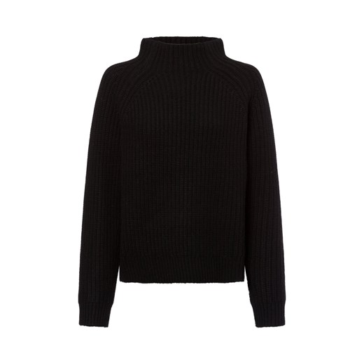 Marie Lund Damski sweter z dzianiny wykonany z wełny merynosów Kobiety Wełna merino czarny jednolity ze sklepu vangraaf w kategorii Swetry damskie - zdjęcie 177788178