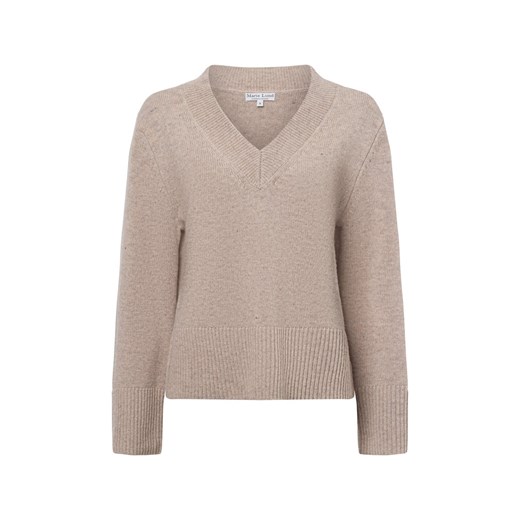 Marie Lund Damski sweter z dzianiny wykonany z wełny merynosów Kobiety Wełna merino beżowy jednolity ze sklepu vangraaf w kategorii Swetry damskie - zdjęcie 177788186