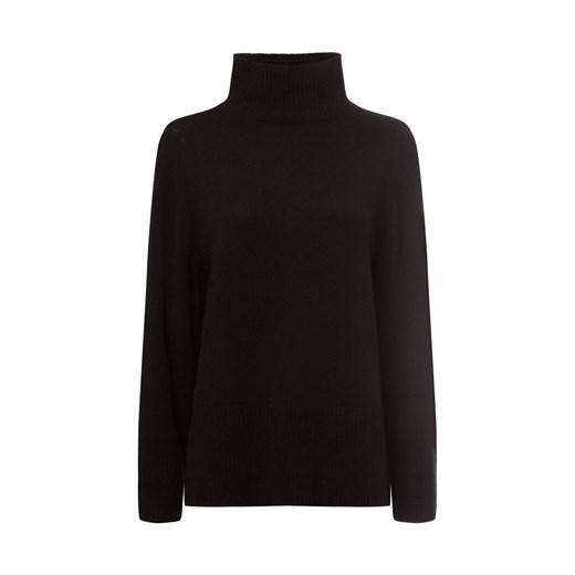 Marie Lund Damski sweter z dzianiny wykonany z wełny merynosów Kobiety Wełna merino czarny jednolity ze sklepu vangraaf w kategorii Swetry damskie - zdjęcie 177788188