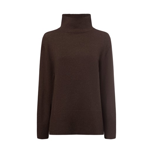 Marie Lund Damski sweter z dzianiny wykonany z wełny merynosów Kobiety Wełna merino czekoladowy jednolity ze sklepu vangraaf w kategorii Swetry damskie - zdjęcie 177788189