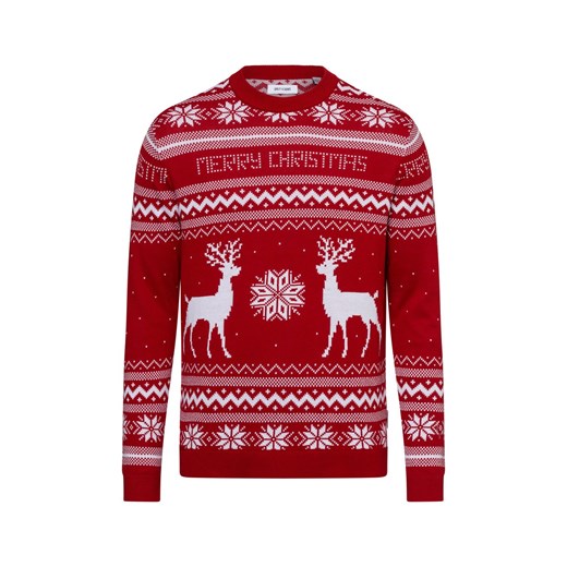 Only&Sons Męski sweter z dzianiny Mężczyźni Bawełna czerwony wzorzysty ze sklepu vangraaf w kategorii Swetry męskie - zdjęcie 177788268