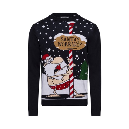 Only&Sons Męski sweter z dzianiny Mężczyźni Bawełna granatowy wzorzysty ze sklepu vangraaf w kategorii Swetry męskie - zdjęcie 177788269