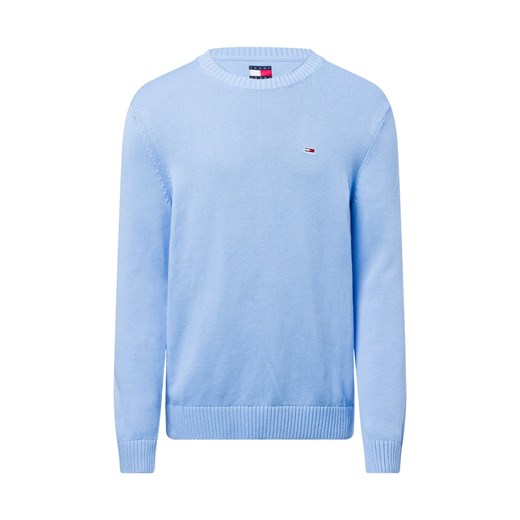 Tommy Jeans Męska bluza z dzianiny Mężczyźni Bawełna błękit królewski jednolity ze sklepu vangraaf w kategorii Swetry męskie - zdjęcie 177788287