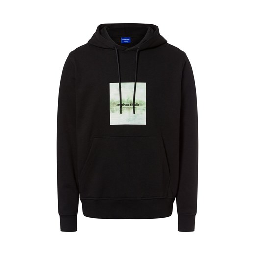 Jack & Jones Męski sweter z kapturem - Jorvesterbrew Newton Mężczyźni czarny jednolity ze sklepu vangraaf w kategorii Bluzy męskie - zdjęcie 177788476