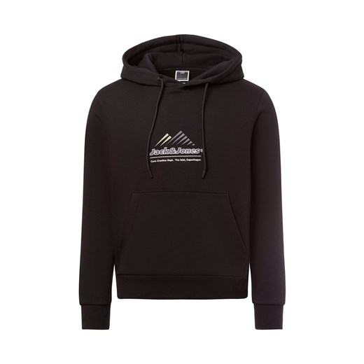 Jack & Jones Męski sweter z kapturem Jcolima Mężczyźni Bawełna czarny jednolity ze sklepu vangraaf w kategorii Bluzy męskie - zdjęcie 177788478