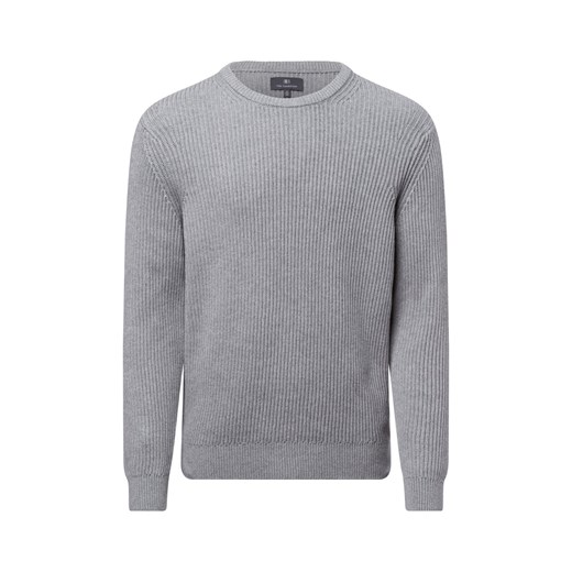Nils Sundström Męski sweter z dzianiny Mężczyźni Bawełna szary jednolity Nils Sundström XXXL wyprzedaż vangraaf