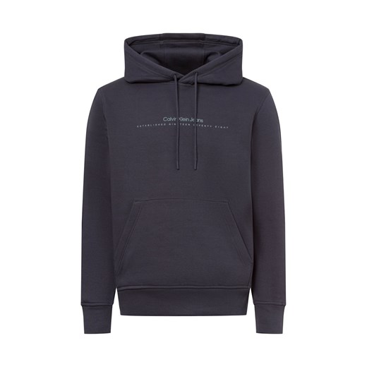 Calvin Klein Jeans Męski sweter z kapturem Mężczyźni Bawełna szary jednolity ze sklepu vangraaf w kategorii Bluzy męskie - zdjęcie 177788679