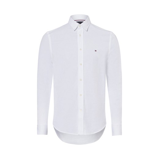 Tommy Hilfiger Męska koszula casual Mężczyźni Regular Fit Bawełna biały jednolity ze sklepu vangraaf w kategorii Koszule męskie - zdjęcie 177788728