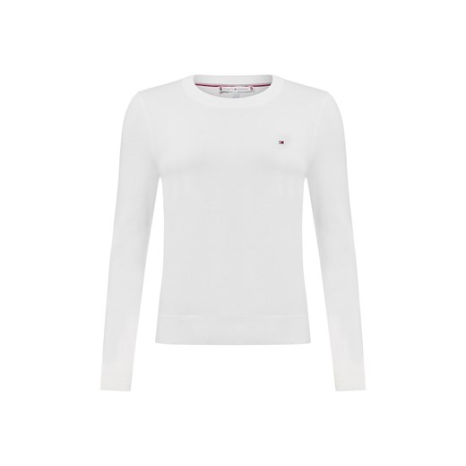 Tommy Hilfiger Sweter damski z cienkiej dzianiny Kobiety biały jednolity ze sklepu vangraaf w kategorii Swetry damskie - zdjęcie 177788767
