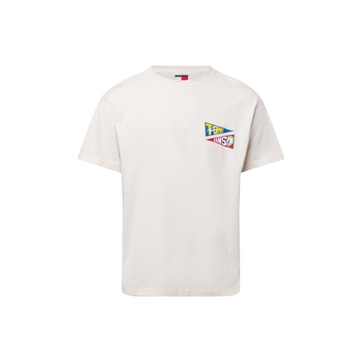 Tommy Jeans Koszulka męska - Uni Flag Tiger Tee Mężczyźni Bawełna beżowy marmurkowy ze sklepu vangraaf w kategorii T-shirty męskie - zdjęcie 177788799