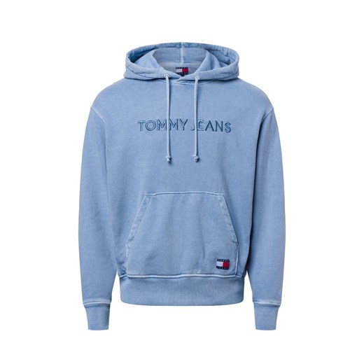 Tommy Jeans Męski sweter z kapturem Mężczyźni Bawełna niebieski jednolity ze sklepu vangraaf w kategorii Bluzy męskie - zdjęcie 177788818