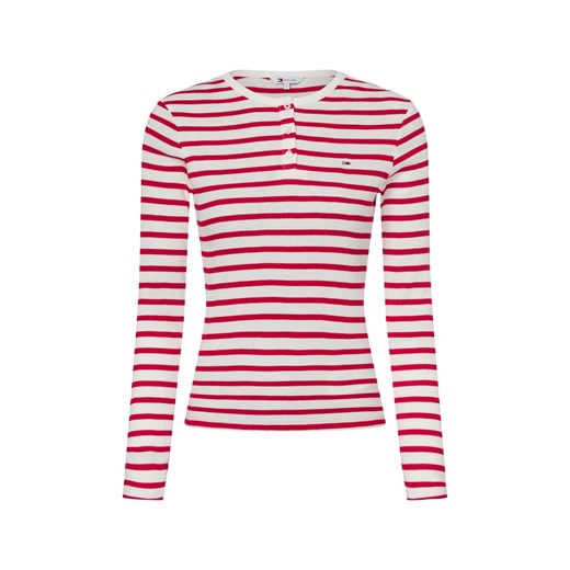 Tommy Jeans Damska koszulka z długim rękawem Kobiety Bawełna czerwony w paski ze sklepu vangraaf w kategorii Bluzki damskie - zdjęcie 177788827