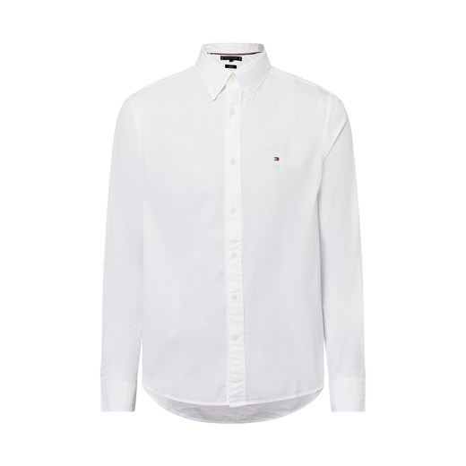 Tommy Hilfiger Męska koszula casual Mężczyźni Regular Fit Bawełna biały jednolity ze sklepu vangraaf w kategorii Koszule męskie - zdjęcie 177788885