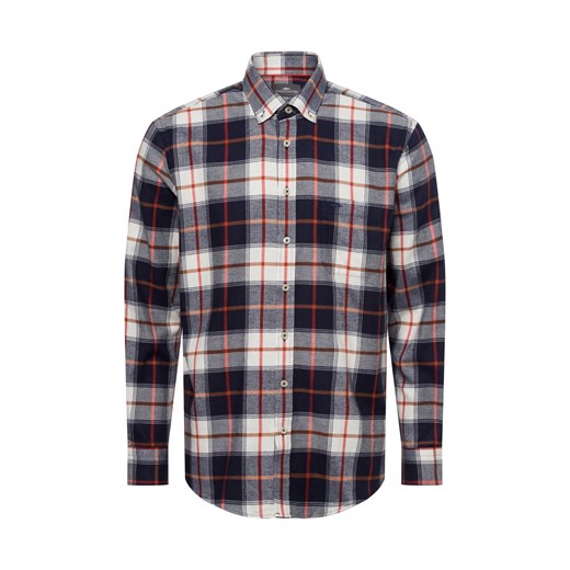 Fynch-Hatton Męska koszula casual Mężczyźni Regular Fit Bawełna granatowy w kratkę ze sklepu vangraaf w kategorii Koszule męskie - zdjęcie 177788888