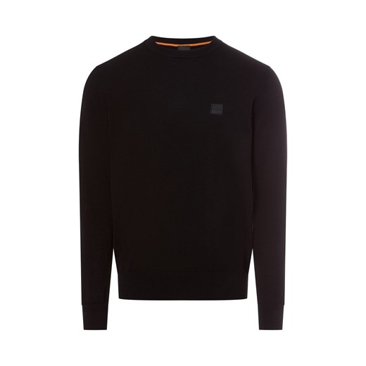 BOSS Orange Męski sweter z dzianiny z zawartością kaszmiru - Kanovano Mężczyźni Bawełna czarny jednolity ze sklepu vangraaf w kategorii Swetry męskie - zdjęcie 177788939
