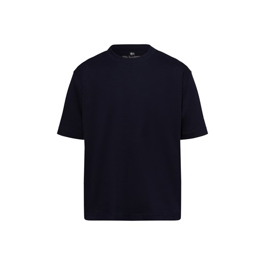 Nils Sundström Koszulka męska Mężczyźni Bawełna granatowy jednolity ze sklepu vangraaf w kategorii T-shirty męskie - zdjęcie 177788948