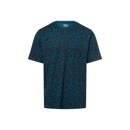 Finshley & Harding London Koszulka męska Mężczyźni Bawełna petrol wzorzysty ze sklepu vangraaf w kategorii T-shirty męskie - zdjęcie 177788968