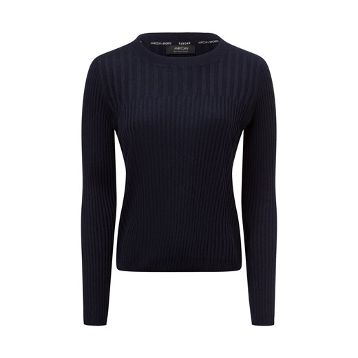 Marc Cain Damski sweter z dzianiny z zawartością kaszmiru Kobiety Wełna granatowy jednolity ze sklepu vangraaf w kategorii Swetry damskie - zdjęcie 177789249