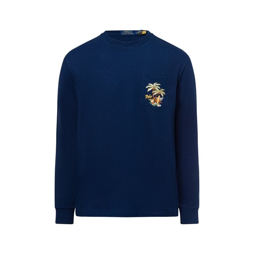 Polo Ralph Lauren Męska koszula z długim rękawem Mężczyźni Bawełna granatowy wzorzysty ze sklepu vangraaf w kategorii T-shirty męskie - zdjęcie 177789317