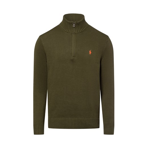 Polo Ralph Lauren Męski sweter z dzianiny Mężczyźni Bawełna khaki jednolity ze sklepu vangraaf w kategorii Swetry męskie - zdjęcie 177789326