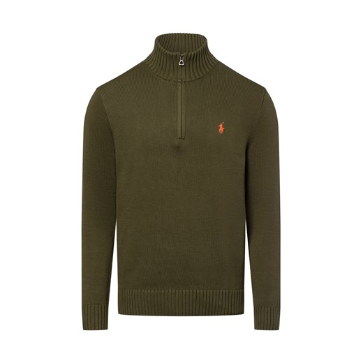 Polo Ralph Lauren Męski sweter z dzianiny Mężczyźni Bawełna khaki jednolity ze sklepu vangraaf w kategorii Swetry męskie - zdjęcie 177789326