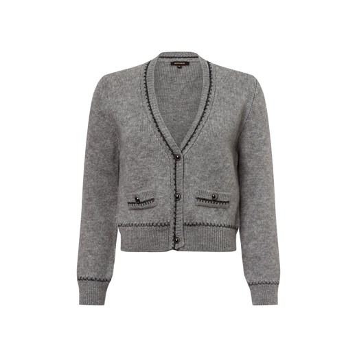 More & More Kardigan damski z zawartością wełny Kobiety Sztuczne włókno szary jednolity ze sklepu vangraaf w kategorii Swetry damskie - zdjęcie 177789389