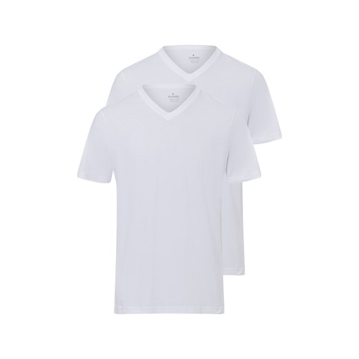 Ragman Męska koszulka z podwójnym zapięciem Mężczyźni Bawełna biały jednolity ze sklepu vangraaf w kategorii T-shirty męskie - zdjęcie 177789519