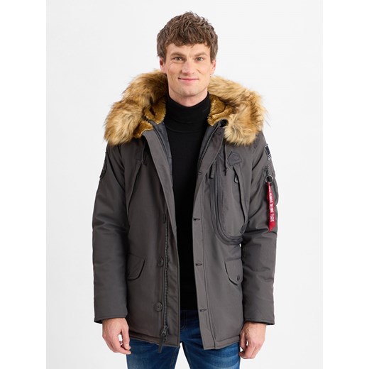 Alpha Industries Parka męska - N-3B Mężczyźni Sztuczne włókno szary jednolity ze sklepu vangraaf w kategorii Kurtki męskie - zdjęcie 177789859