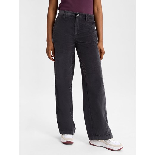 s.Oliver Damskie spodnie sztruksowe Kobiety Bawełna antracytowy jednolity ze sklepu vangraaf w kategorii Spodnie damskie - zdjęcie 177789949