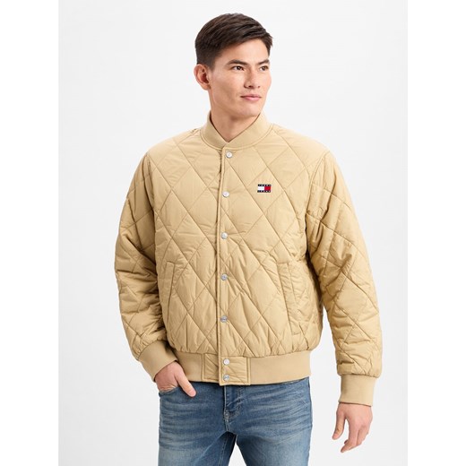 Tommy Jeans Pikowana kurtka męska Mężczyźni beżowy jednolity ze sklepu vangraaf w kategorii Bluzy męskie - zdjęcie 177790226