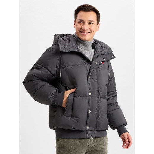 Tommy Jeans Pikowana kurtka męska Mężczyźni Sztuczne włókno szary jednolity ze sklepu vangraaf w kategorii Kurtki męskie - zdjęcie 177790229