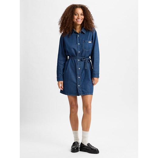 Calvin Klein Jeans Damska sukienka na co dzień Kobiety Stretch denim jednolity ze sklepu vangraaf w kategorii Sukienki - zdjęcie 177790277